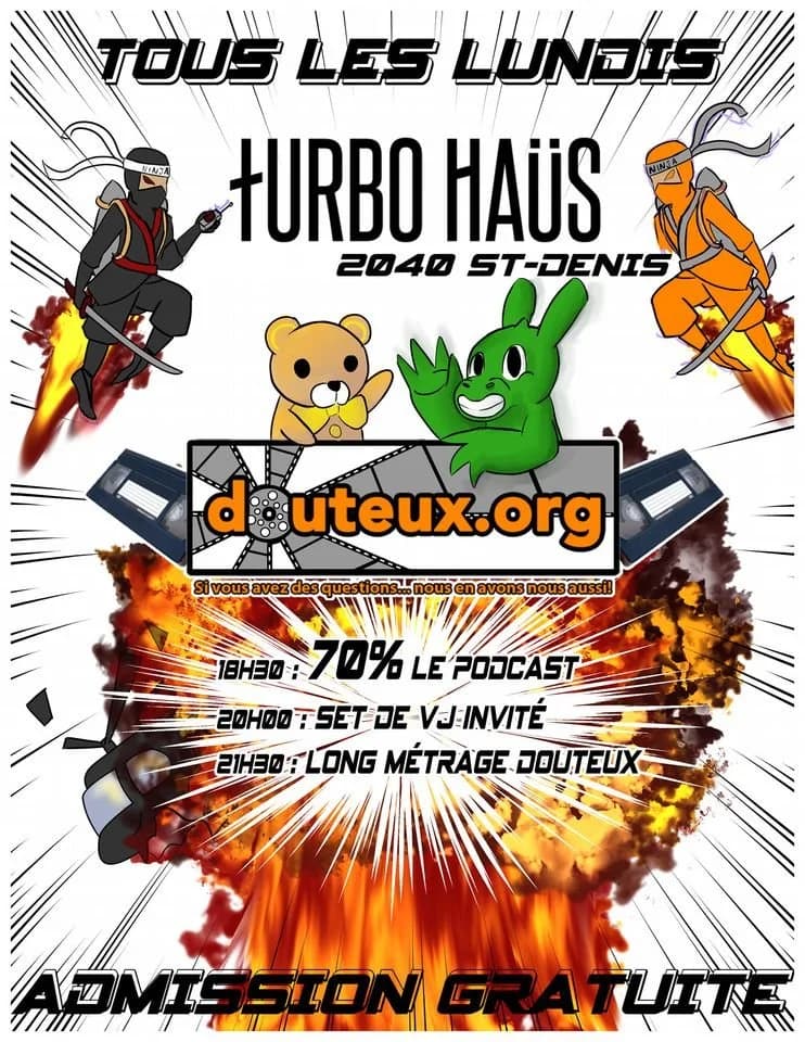 Balado 70% + set de DJ invité.e.s + long métrage douteux
