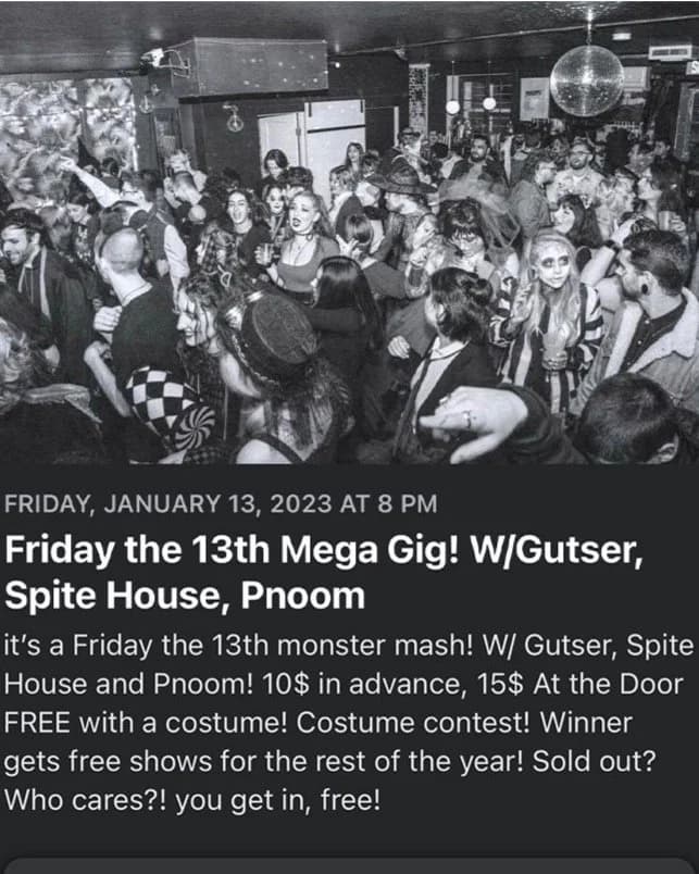 Friday the 13th Mega Gig! W/Gutser, Spite House, Pnoom