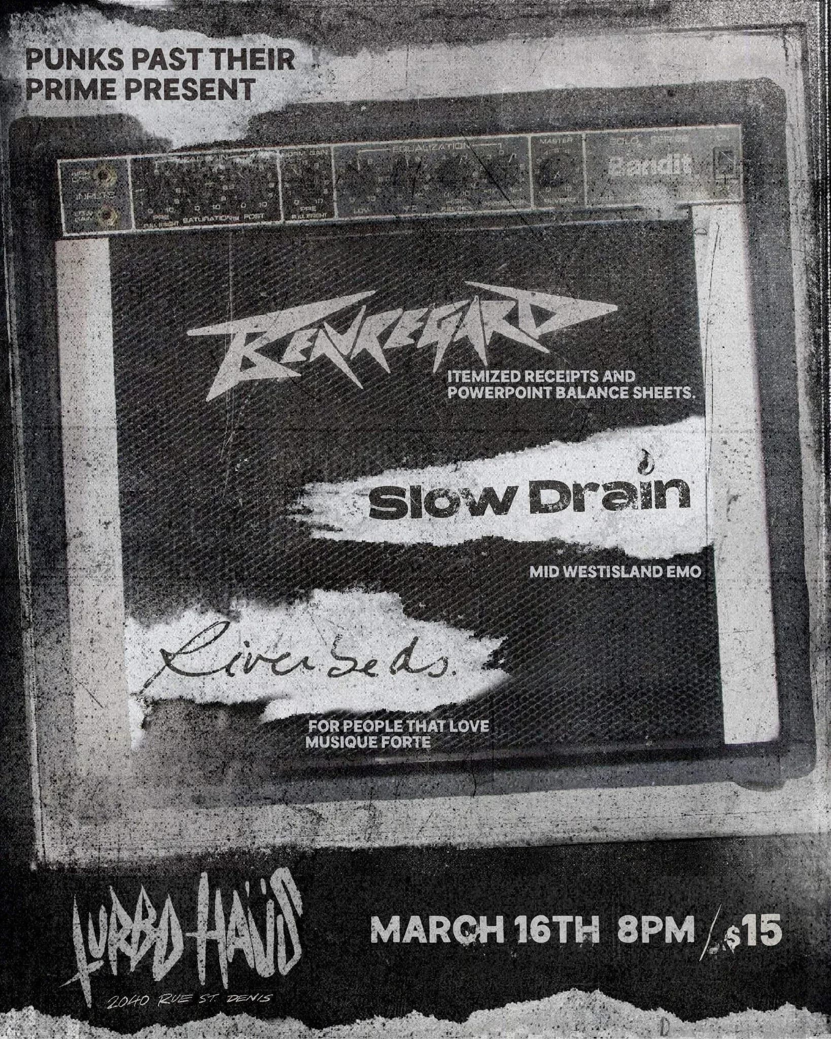 Punks Past Their Prime, a musical soirée with Slow Drain + beauregard + Riverbeds